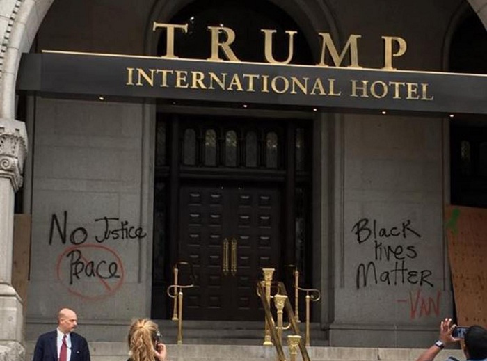 Donald Trump`s new luxury hotel graffitied with `Black Lives Matter`